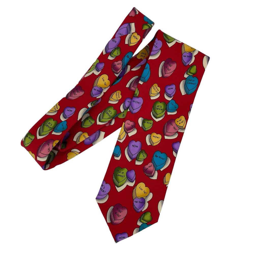 Sweetarts Valentine's Candy Heart Tie Red Blue Purple Love